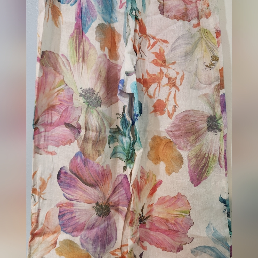 Women's 120% Lino Floral Linen Pants, Size 48 (XL) - Picture 7 of 10